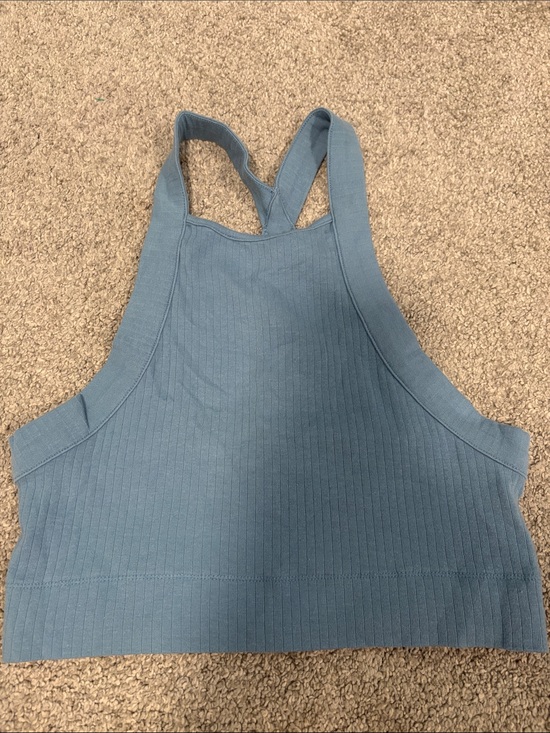 Free People Tops - Free People Ribbed Blue High-Neck Tank Top